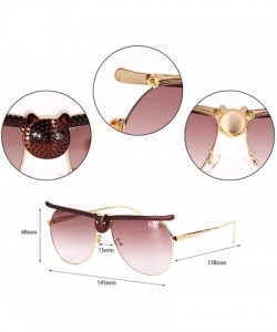 Round Stylish Metal Bee Decoration Sunglasses UV Protection Frame - Gradient Brown/Leopard - C0190HIHN9N $18.37