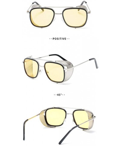 Square Fashion Sunglasses Designer Protection Eyewear - Yellow - CC18A2T7NYO $16.66