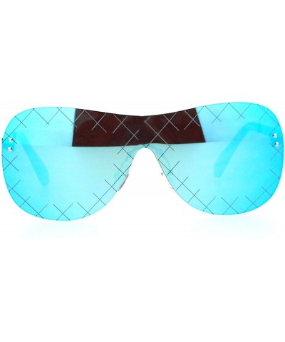 Shield Futuristic Robot Shield Reflective Lens Pilot Sunglasses - Blue - C812HJTTBAZ $11.48