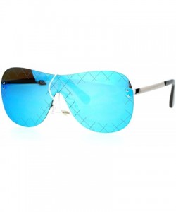 Shield Futuristic Robot Shield Reflective Lens Pilot Sunglasses - Blue - C812HJTTBAZ $11.48