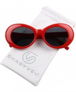 Oval Oversized 90's Retro Pop Colorful Candy Lens Clout Goggles Oval Round Mod Sunglasses - Red Frame - CX187IXUNZH $12.51