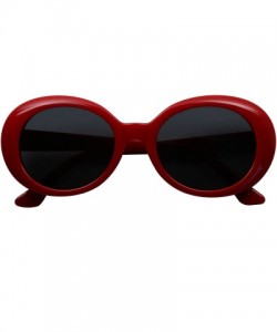 Oval Oversized 90's Retro Pop Colorful Candy Lens Clout Goggles Oval Round Mod Sunglasses - Red Frame - CX187IXUNZH $12.51