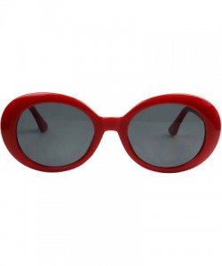 Oval Oversized 90's Retro Pop Colorful Candy Lens Clout Goggles Oval Round Mod Sunglasses - Red Frame - CX187IXUNZH $22.98
