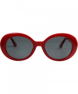 Oval Oversized 90's Retro Pop Colorful Candy Lens Clout Goggles Oval Round Mod Sunglasses - Red Frame - CX187IXUNZH $12.51