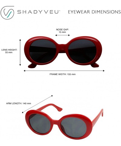 Oval Oversized 90's Retro Pop Colorful Candy Lens Clout Goggles Oval Round Mod Sunglasses - Red Frame - CX187IXUNZH $12.51