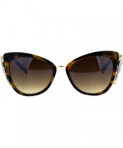 Cat Eye Womens Side Visor Shadelier Rhinestone Jewel Cat Eye Mod Sunglasses - Tortoise Gold Brown - CR18HSU4MXR $11.15