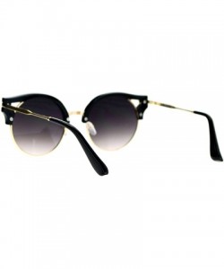 Round Womens Fashion Sunglasses Wing Topped Round Circle Designer Frame - Black Gold - CI189Y3Z6LZ $10.21