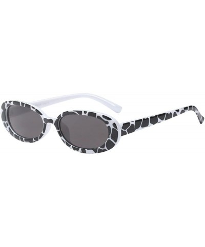 Oval Women Retro Goggles Oval Thick Frame Sunglasses Round Lens Eyewear - E - CZ18OAK67D3 $20.06