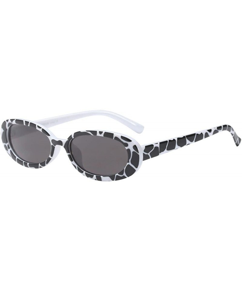 Oval Women Retro Goggles Oval Thick Frame Sunglasses Round Lens Eyewear - E - CZ18OAK67D3 $18.92