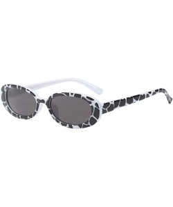 Oval Women Retro Goggles Oval Thick Frame Sunglasses Round Lens Eyewear - E - CZ18OAK67D3 $18.92