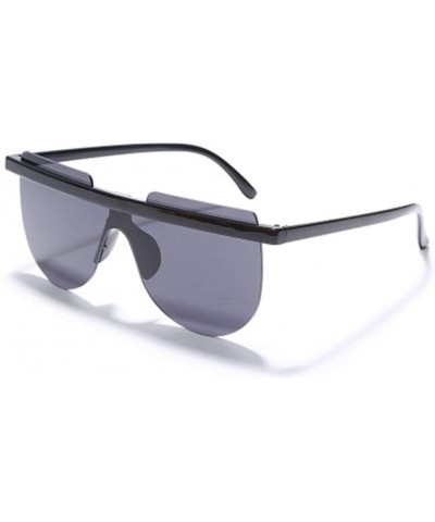 Sport Big Frame Sunglasses Retro One-Piece Sun Visor Men and Women Bright Black Glasses - 5 - C9190OK84NY $31.68