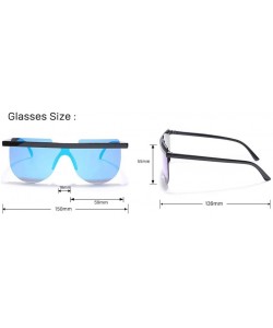 Sport Big Frame Sunglasses Retro One-Piece Sun Visor Men and Women Bright Black Glasses - 5 - C9190OK84NY $31.68
