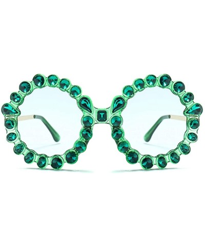 Round Fashion Round Sunglasses Crystal plastic Frame glasses for women UV400 - Green - C118N0I2ZWH $10.82