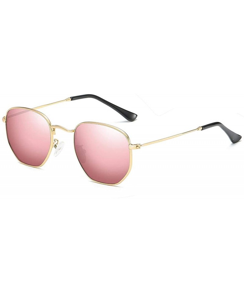 Oval Classic Polarized Sunglasses Men Shades Women Hexagon Retro Sun Glasses StainlSteel Frames PA1279 - C5 Gold Pink - C4199...
