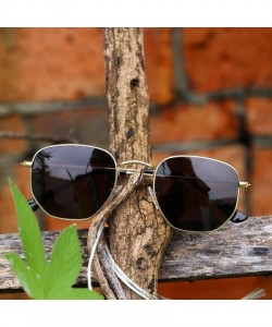 Oval Classic Polarized Sunglasses Men Shades Women Hexagon Retro Sun Glasses StainlSteel Frames PA1279 - C5 Gold Pink - C4199...