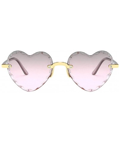 Shield Unisex Fashion Men Women Eyewear Casual Heart Shaped Frameless Sunglasses - B - CV190L9OESN $7.46