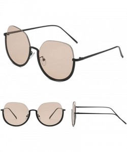 Wrap Half Frame Sunglasses Classic Design Mirror Sunglasses Vintage Womens Sunglasses - Coffee - CN18TN7OGWY $10.51