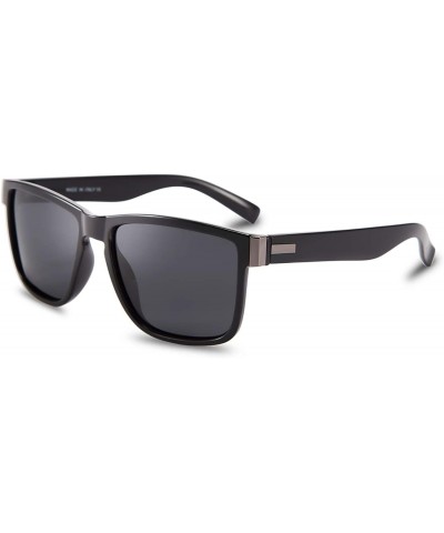 Sport Vintage Polarized Sunglasses for Men Driving Square Sun Glasses UV Protection - Black - C118AD9RY67 $26.90