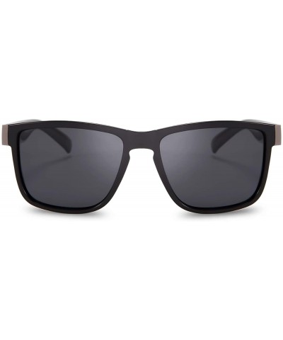 Sport Vintage Polarized Sunglasses for Men Driving Square Sun Glasses UV Protection - Black - C118AD9RY67 $10.48