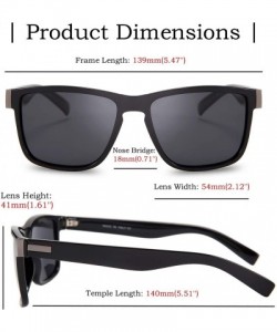 Sport Vintage Polarized Sunglasses for Men Driving Square Sun Glasses UV Protection - Black - C118AD9RY67 $10.48