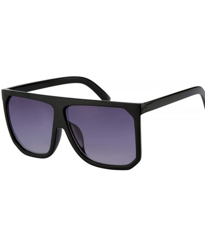 Aviator Flat Top Mirrored Sunglasses Women Brand Designer Vintage Luxury Sun Black - Black Gray - CB18XQYUI7E $19.38