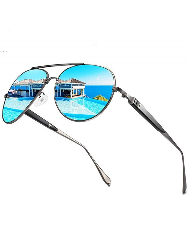 Goggle Fashion Sunglasses fishing Driving Sunglasses Brand Men UV400 Polarized Square Metal Frame Male Sun Glasses - C8198R04...
