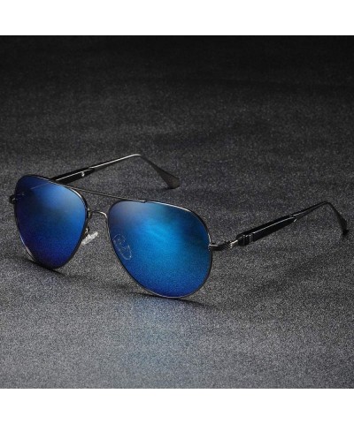 Goggle Fashion Sunglasses fishing Driving Sunglasses Brand Men UV400 Polarized Square Metal Frame Male Sun Glasses - C8198R04...