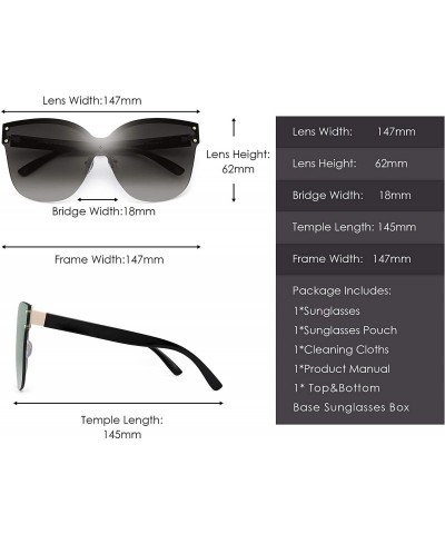 Round Oversized Rimless Sunglasses for Women One Piece Gradient Lens Shades - Gradient Grey Lens - CY18RW5ZILO $13.61