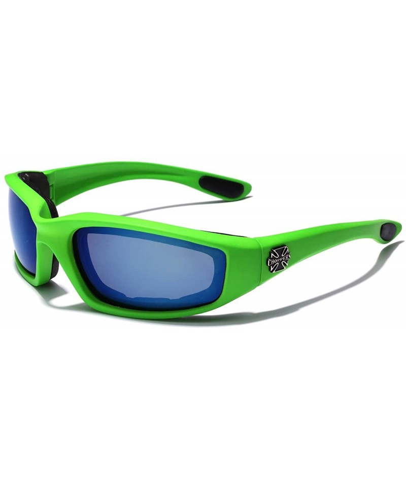 Shield Padded Bikers Sport Sunglasses Offered in Variety of Colors - Lime - Ice - C012NAGV6QG $9.42