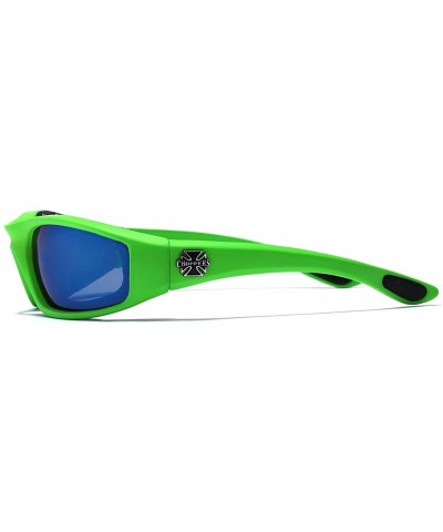 Shield Padded Bikers Sport Sunglasses Offered in Variety of Colors - Lime - Ice - C012NAGV6QG $9.42