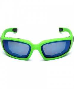 Shield Padded Bikers Sport Sunglasses Offered in Variety of Colors - Lime - Ice - C012NAGV6QG $9.42