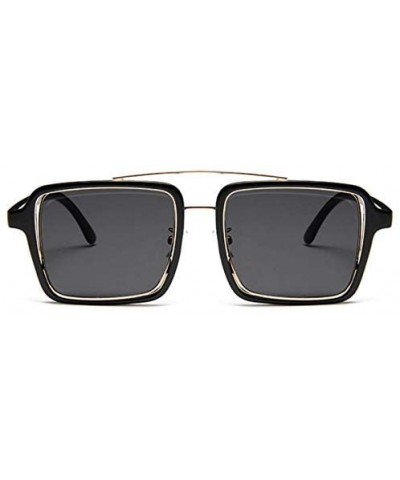 Square Retro Square Oversized Sunglasses Unisex Double Frame Glasses - Black - CO18NA4OXCE $9.11