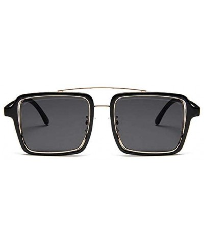 Square Retro Square Oversized Sunglasses Unisex Double Frame Glasses - Black - CO18NA4OXCE $9.11