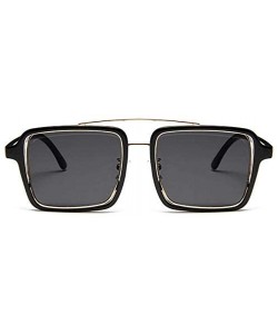 Square Retro Square Oversized Sunglasses Unisex Double Frame Glasses - Black - CO18NA4OXCE $9.11