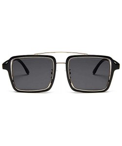 Square Retro Square Oversized Sunglasses Unisex Double Frame Glasses - Black - CO18NA4OXCE $9.11