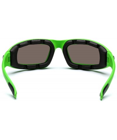 Shield Padded Bikers Sport Sunglasses Offered in Variety of Colors - Lime - Ice - C012NAGV6QG $9.42