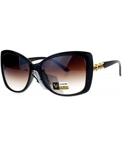 Butterfly VG Eyewear Diva Jewel Chain Hinge Arm Butterfly Sunglasses - Black Brown Smoke - CJ12D7IOTHX $22.84