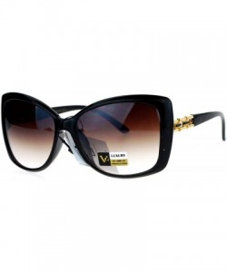 Butterfly VG Eyewear Diva Jewel Chain Hinge Arm Butterfly Sunglasses - Black Brown Smoke - CJ12D7IOTHX $11.11