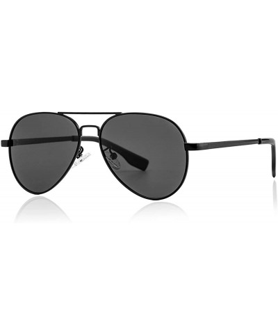 Sport Polarized Small Aviator Sunglasses for Small Face Women Men Juniors- 52mm - Black/Grey + Silver/Blue Mirror - C3195ZRO7...