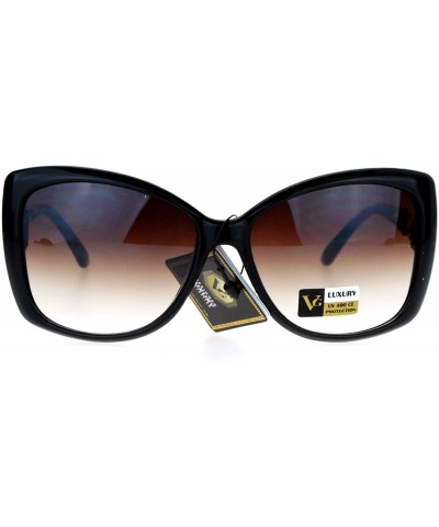 Butterfly VG Eyewear Diva Jewel Chain Hinge Arm Butterfly Sunglasses - Black Brown Smoke - CJ12D7IOTHX $11.11