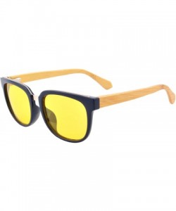 Oval Bamboo Wood Sunglasses Polarized Night Vison Driving Glasses with Ant Blue Light Function-TY569 - CM1935XCINI $11.29