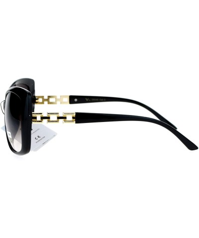 Butterfly VG Eyewear Diva Jewel Chain Hinge Arm Butterfly Sunglasses - Black Brown Smoke - CJ12D7IOTHX $11.11