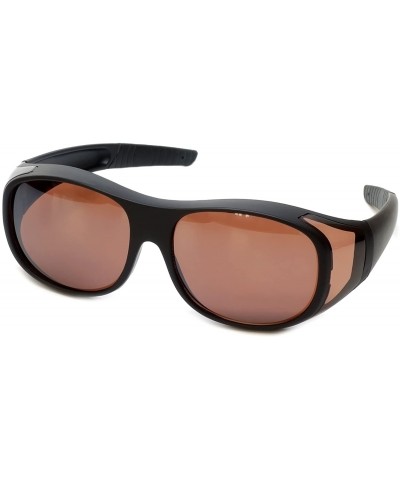 Oval Fitover Sunglasses 7659 Wear-Over Eyewear with Case Medium-Size - Matte Black - C812O6D4SB5 $28.42