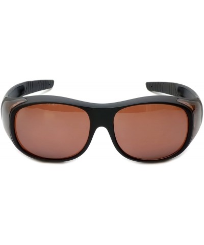 Oval Fitover Sunglasses 7659 Wear-Over Eyewear with Case Medium-Size - Matte Black - C812O6D4SB5 $28.42