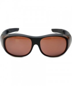 Oval Fitover Sunglasses 7659 Wear-Over Eyewear with Case Medium-Size - Matte Black - C812O6D4SB5 $28.42