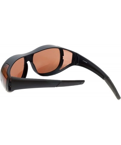 Oval Fitover Sunglasses 7659 Wear-Over Eyewear with Case Medium-Size - Matte Black - C812O6D4SB5 $14.57