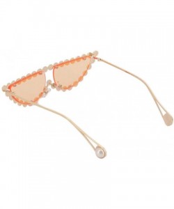 Round Sparkling Crystal Cat Eye Sunglasses UV Protection Rhinestone Sunglasses - Gold Frame Orange Lens - CG18OLGRQR8 $13.60