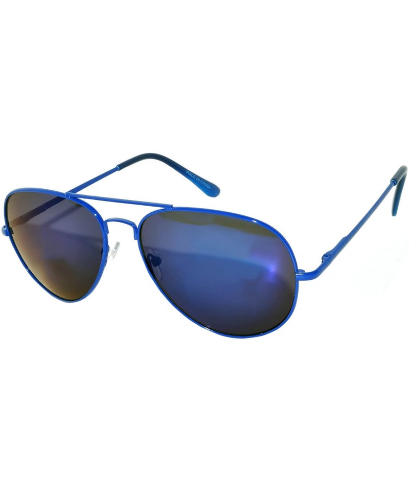 Aviator Full Mirror Lens Colored Metal Frame with Spring Hinge - Blue_mirror_lens - CT121JE4AED $8.84