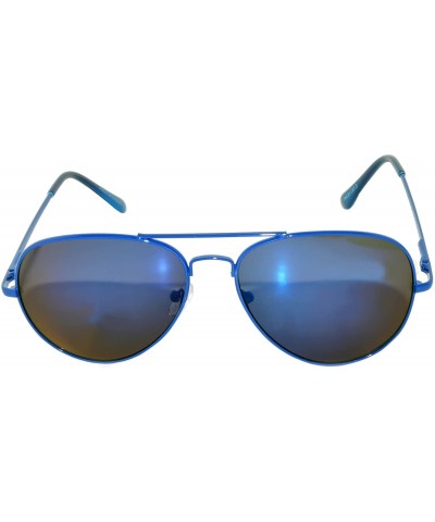 Aviator Full Mirror Lens Colored Metal Frame with Spring Hinge - Blue_mirror_lens - CT121JE4AED $8.84