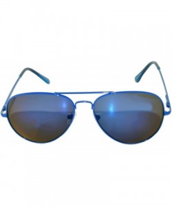Aviator Full Mirror Lens Colored Metal Frame with Spring Hinge - Blue_mirror_lens - CT121JE4AED $8.84